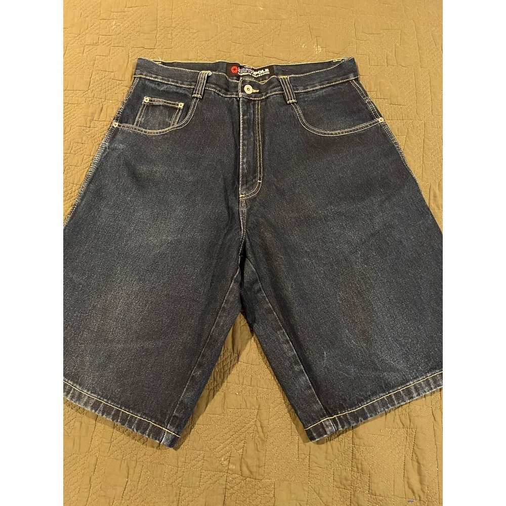 South Pole Vintage Denim Jean Shorts Dark Blue Carpenter Style Size 36